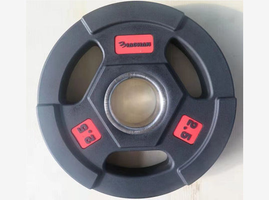 Peso de la unidad 2.5lb a 20kgs Placas de entrenamiento de peso Material de mango de goma de hierro duradero Ideal para el equipo de entrenamiento de fuerza del gimnasio