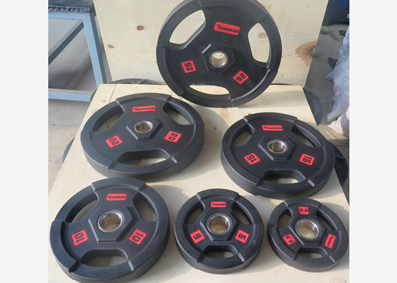 Las placas de goma negras del peso del Barbell de la PU/el levantamiento de pesas platea 2,5 - 25kgs
