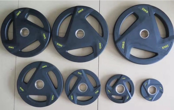 Todos para clubes comerciales Placas de peso de barra de baja ruido Versiones recubiertas de caucho Unidad de peso de 2,5 lb 20kgs Equipo de gimnasio duradero